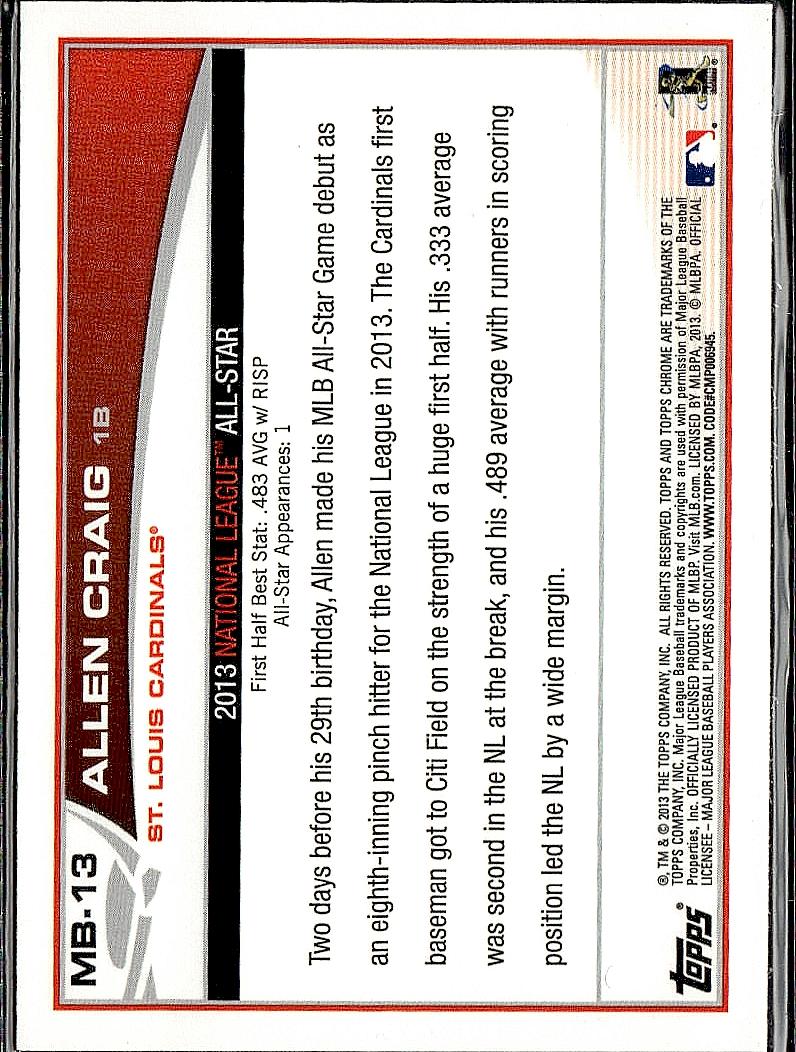 2013 Topps Chrome Update #MB-13 Allen Craig