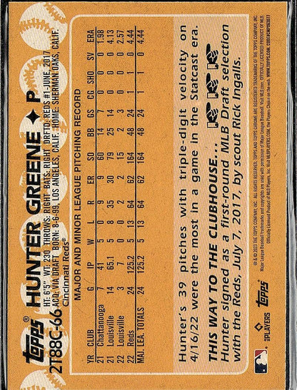 2023 Topps #2T88C-66 Hunter Greene 1988 Topps Throwback Mojo