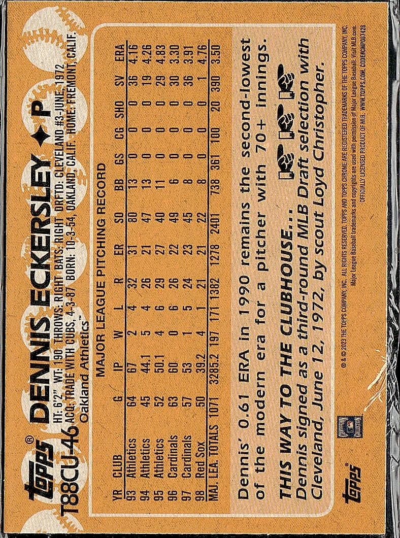 2023 Topps Update #T88CU-46 Dennis Eckersley 1988 Topps Baseball Chrome