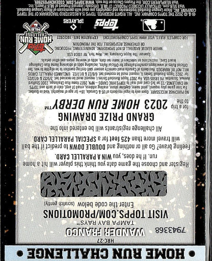 2022 Topps #HRC-27 Wander Franco Home Run Challenge Code Cards (Series Two)