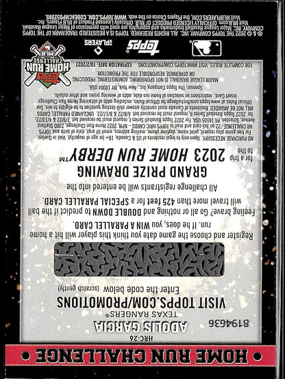 2022 Topps #HRC-26 Adolis Garcia Home Run Challenge Code Cards (Series Two)