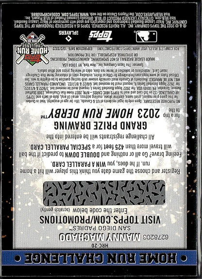 2022 Topps #HRC-20 Manny Machado Home Run Challenge Code Cards (Series One)