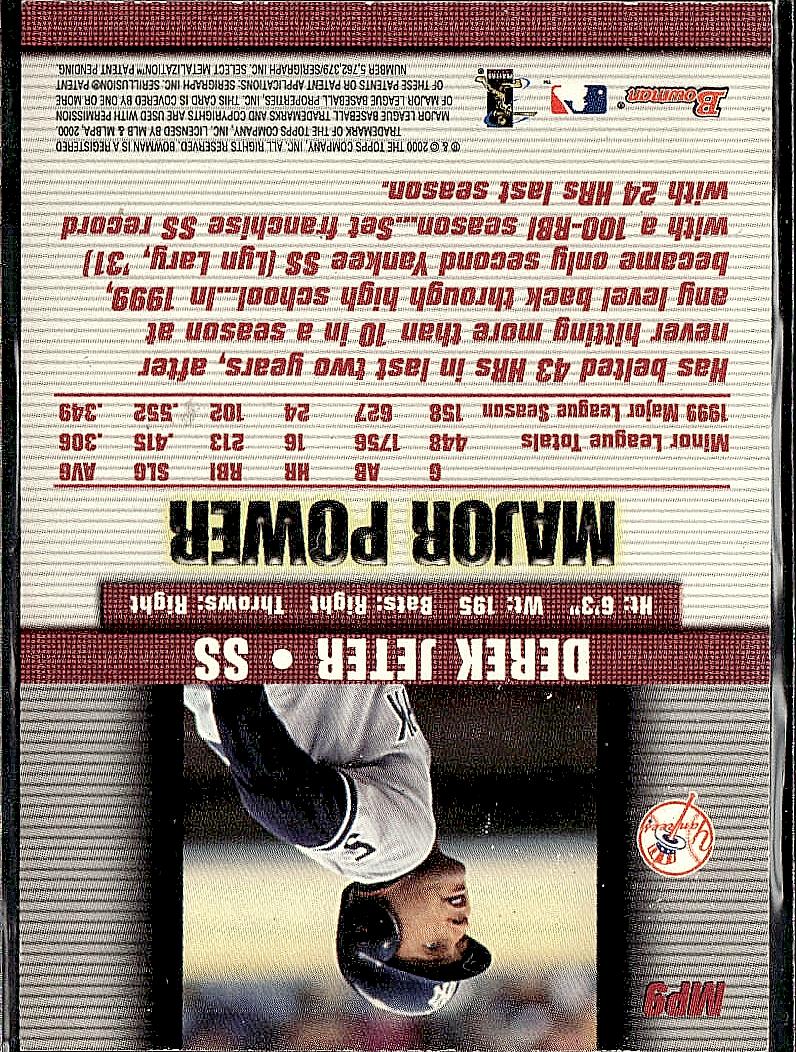 2000 Bowman #MP9 Derek Jeter Major Power