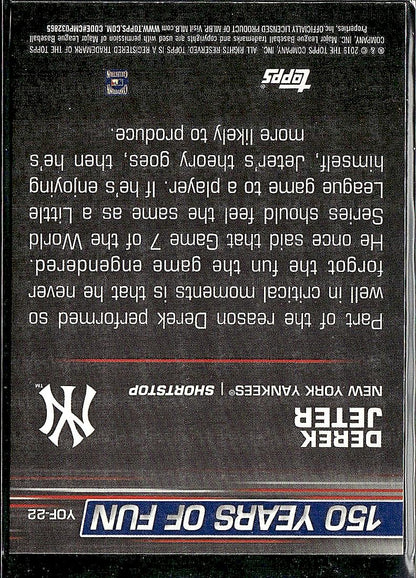 2019 Topps Opening Day #YOF-22 Derek Jeter 150 Years of Fun
