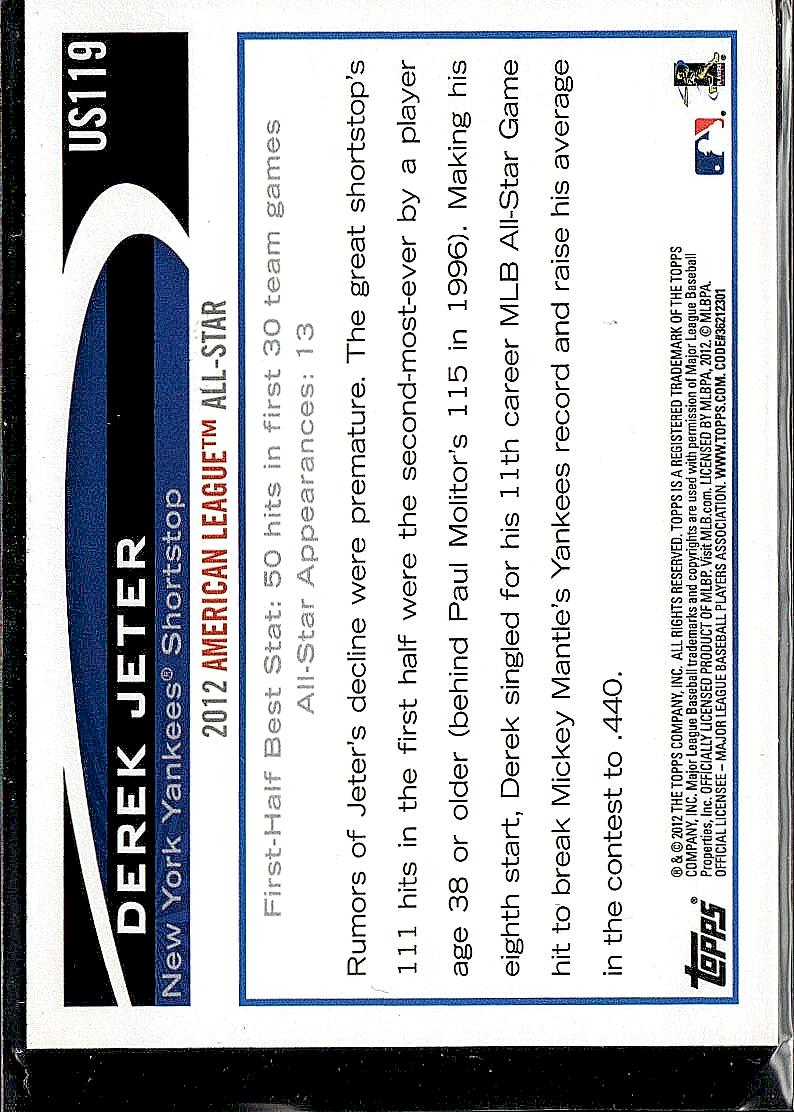2012 Topps Update #US119 Derek Jeter Walmart Blue Border