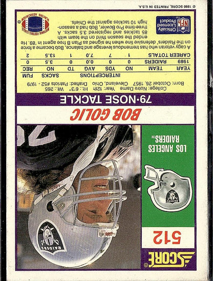 1990 Score #512 Bob Golic