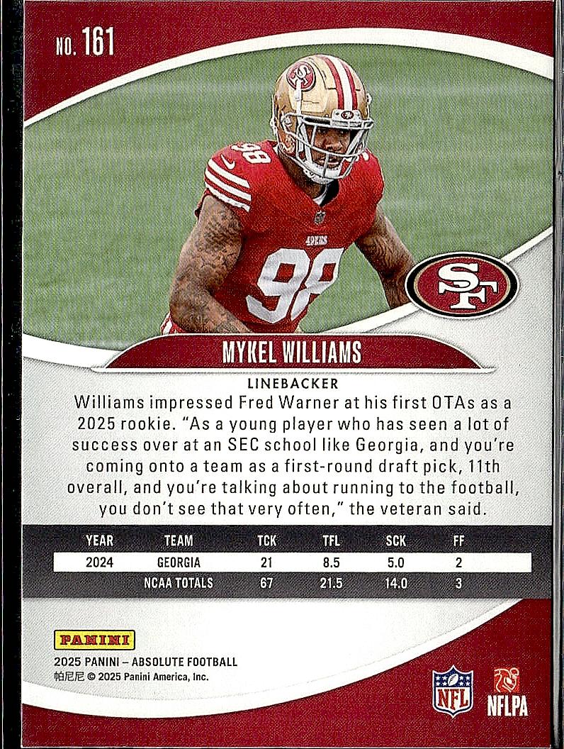 2025 Panini Absolute #161 Mykel Williams Retail