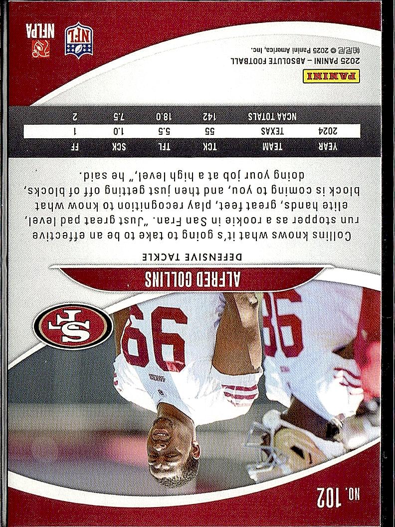 2025 Panini Absolute #102 Alfred Collins Retail