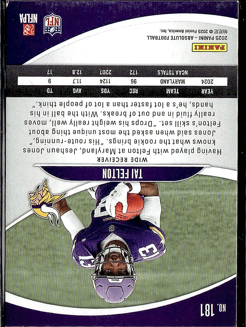2025 Panini Absolute #181 Tai Felton Retail