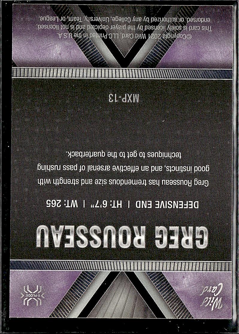 2021 Wild Card Matte White #MXP13 Greg Rousseau X-Plode Purple