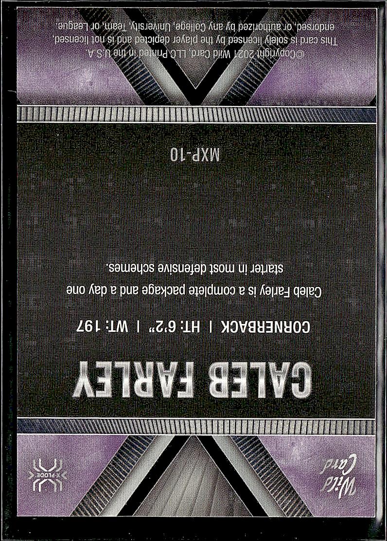 2021 Wild Card Matte White #MXP10 Caleb Farley X-Plode Purple
