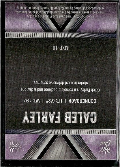 2021 Wild Card Matte White #MXP10 Caleb Farley X-Plode Purple