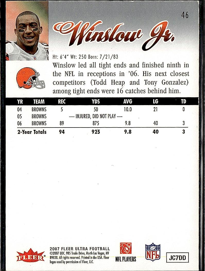 2007 Ultra #46 Kellen Winslow Jr.