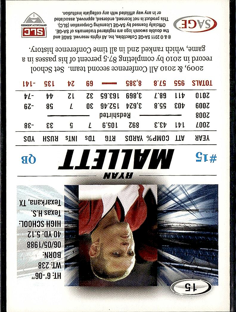 2011 SAGE HIT #15 Ryan Mallett