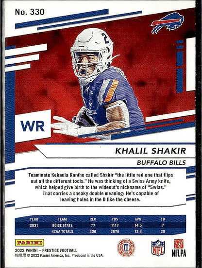 2022 Panini Prestige #330 Khalil Shakir