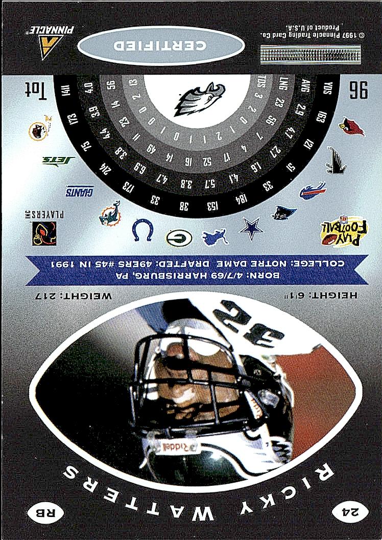 1997 Pinnacle Certified #24 Ricky Watters