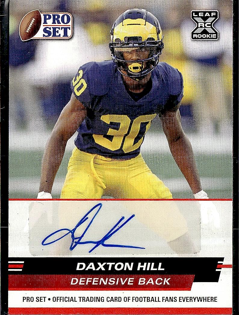 2022 Pro Set Draft #PSA-DH1 Daxton Hill Autographs Red