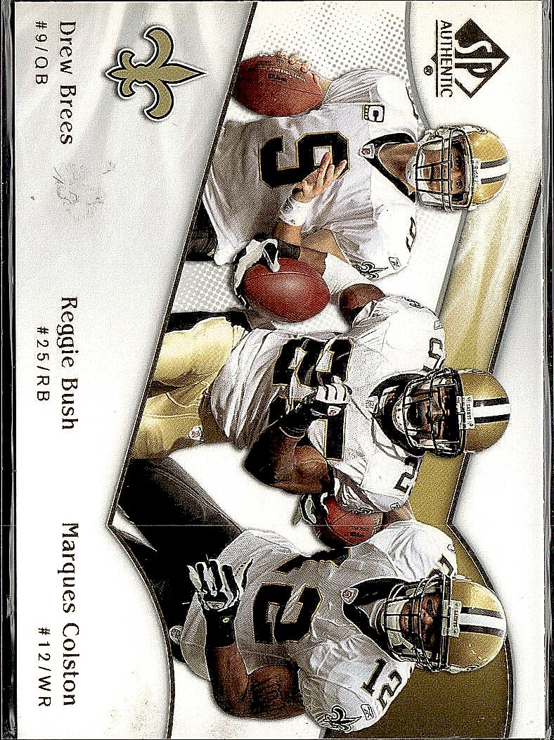 2009 SP Authentic #195 Drew Brees / Reggie Bush / Marques Colston