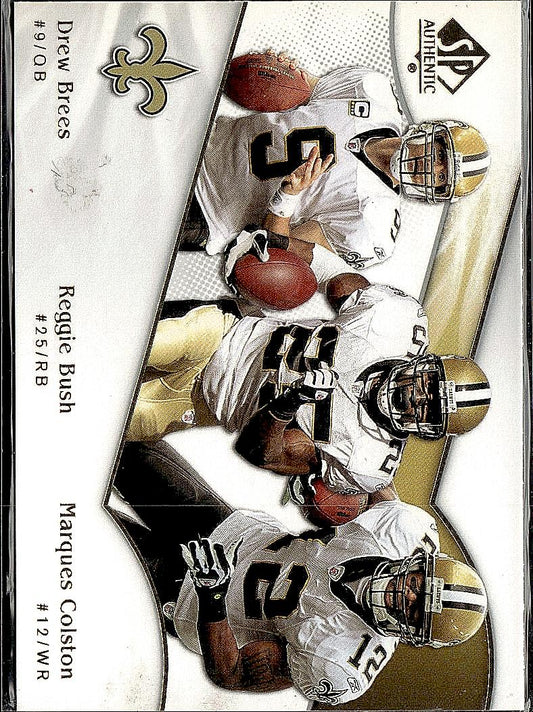 2009 SP Authentic #195 Drew Brees / Reggie Bush / Marques Colston