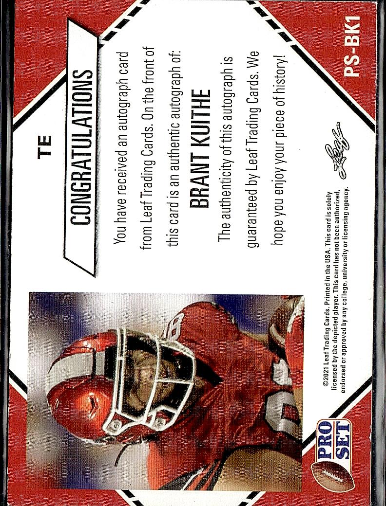 2021 Pro Set College Football #PS-BK1 Brant Kuithe Autographs