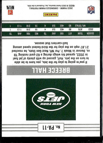 2022 Panini Chronicles #PA-11 Breece Hall Panini