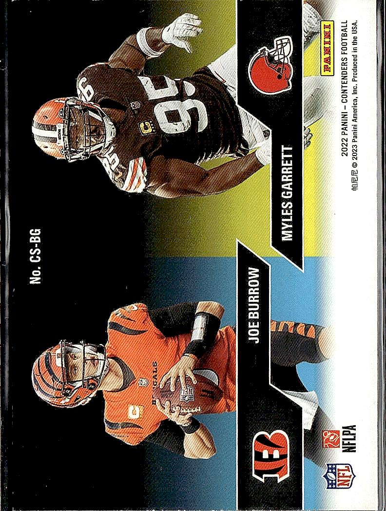 2022 Panini Contenders #CS-BG Joe Burrow / Myles Garrett Contenders Series