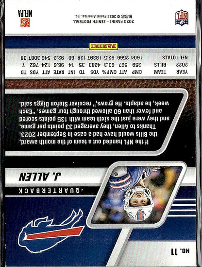 2023 Panini Zenith #11 Josh Allen Red Zone