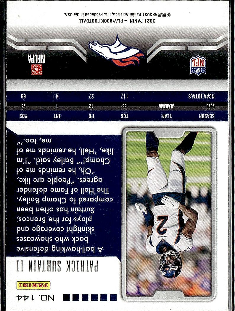 2021 Panini Playbook #144 Patrick Surtain II Purple