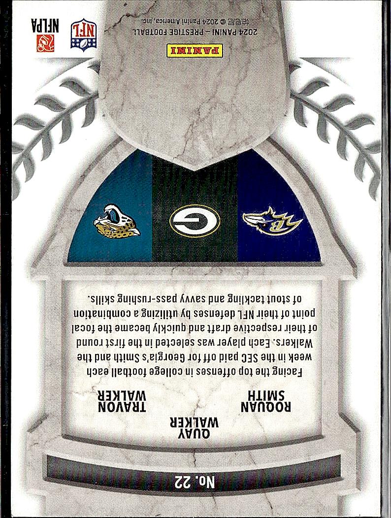 2024 Panini Prestige #22 Quay Walker / Roquan Smith / Travon Walker Alma Maters
