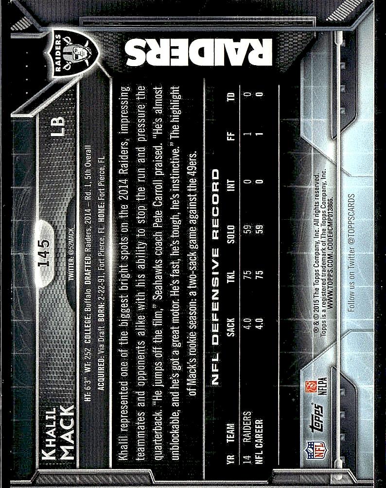 2015 Topps #145 Khalil Mack