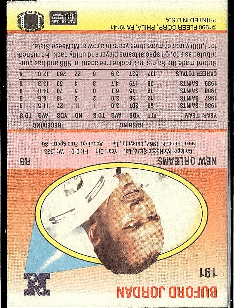 1990 Fleer #191 Buford Jordan