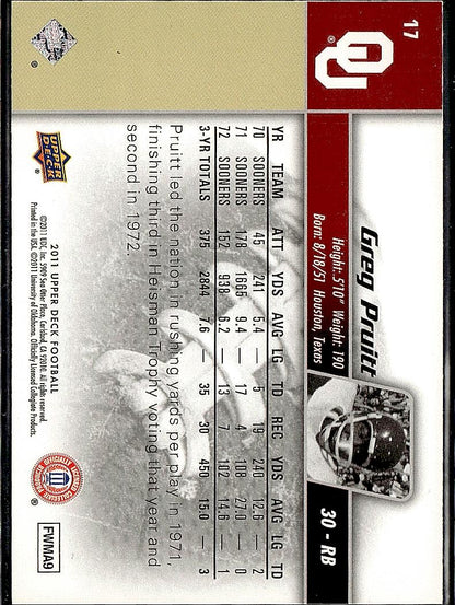 2011 Upper Deck #17 Greg Pruitt