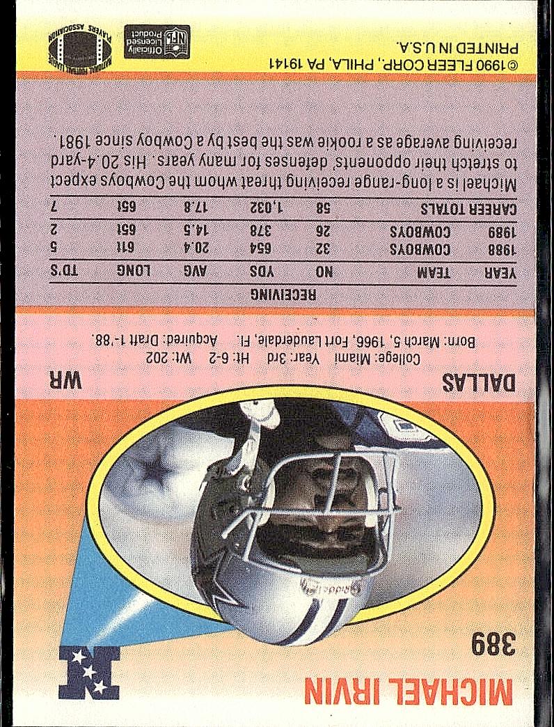 1990 Fleer #389 Michael Irvin