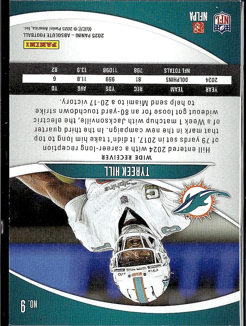 2025 Panini Absolute #9 Tyreek Hill Retail
