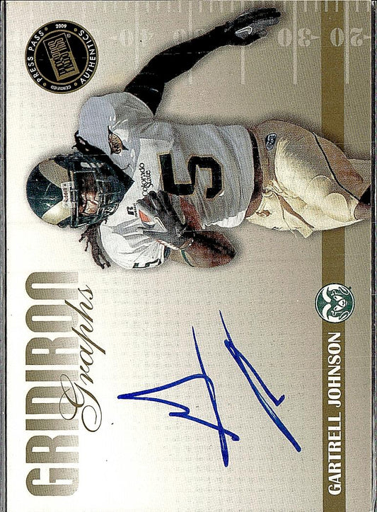 2009 Press Pass SE #GG-GJ Gartrell Johnson Gridiron Graphs Gold