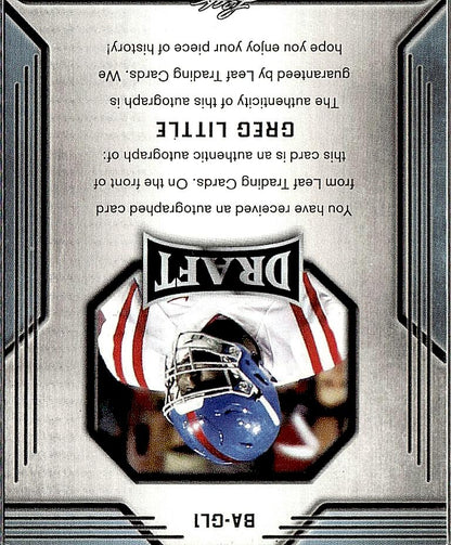 2019 Leaf Draft #BA-GL1 Greg Little Autographs Gold