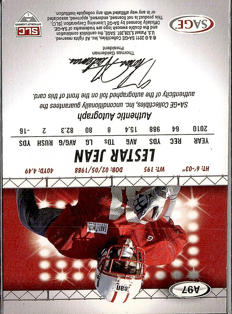 2011 SAGE HIT #A97 Lestar Jean Autographs Silver