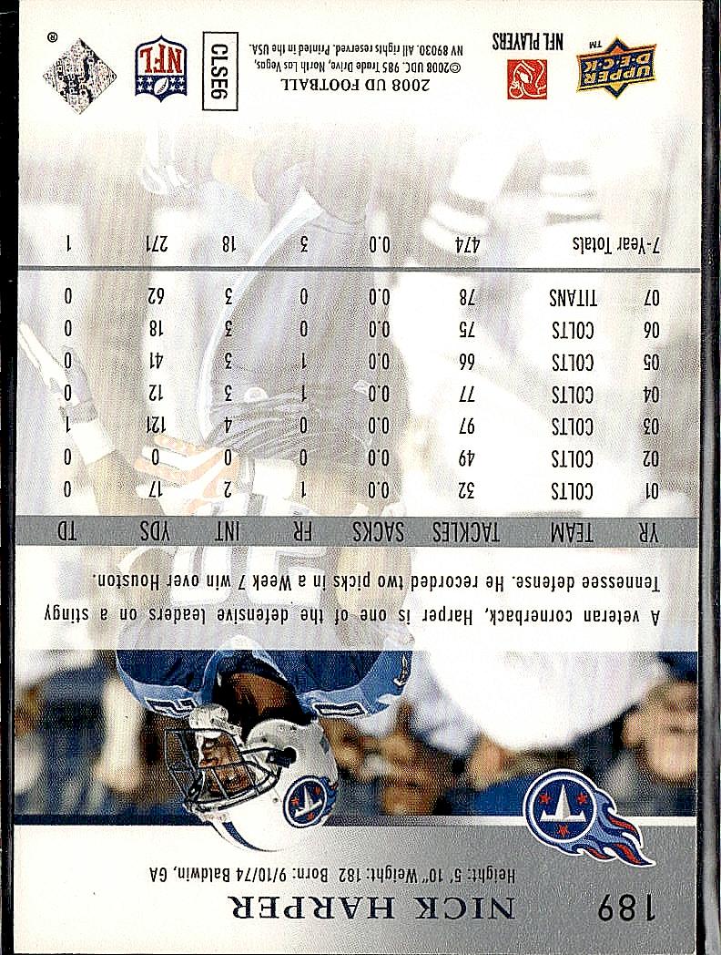 2008 Upper Deck #189 Nick Harper