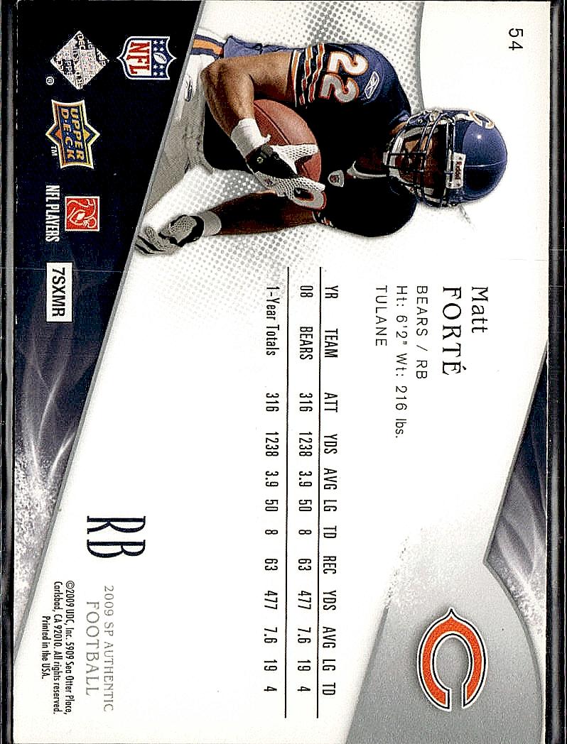 2009 SP Authentic #54 Matt Forte