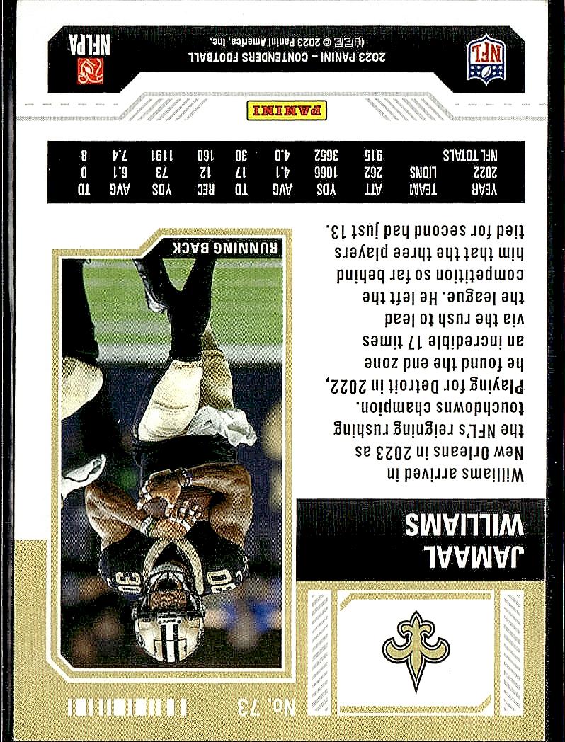 2023 Panini Contenders #73 Jamaal Williams Season Ticket Retail