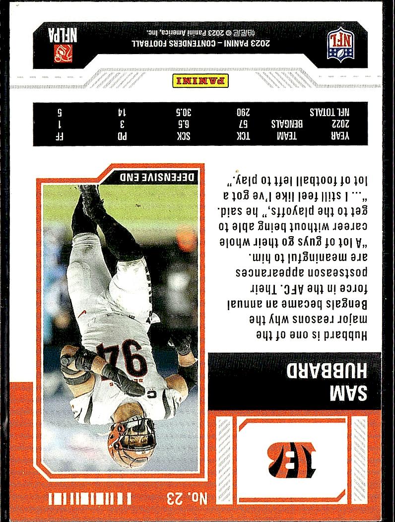 2023 Panini Contenders #23 Sam Hubbard Season Ticket Retail
