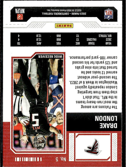 2023 Panini Contenders #5 Drake London Season Ticket Retail