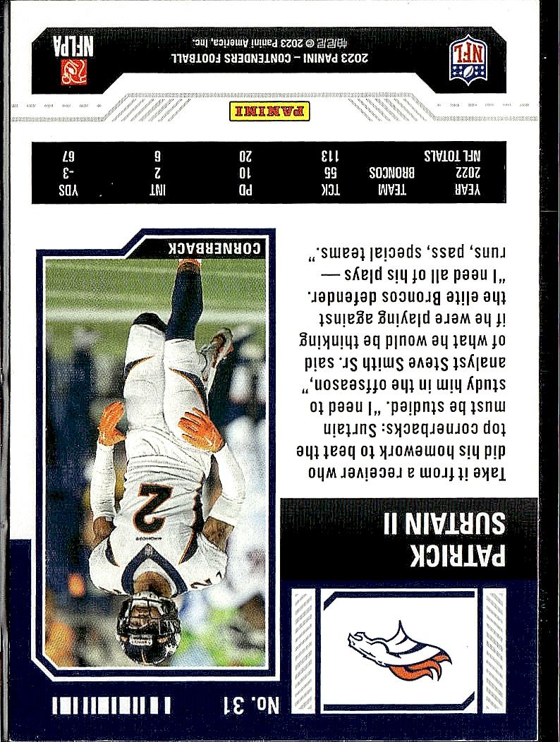 2023 Panini Contenders #31 Patrick Surtain II Season Ticket Retail