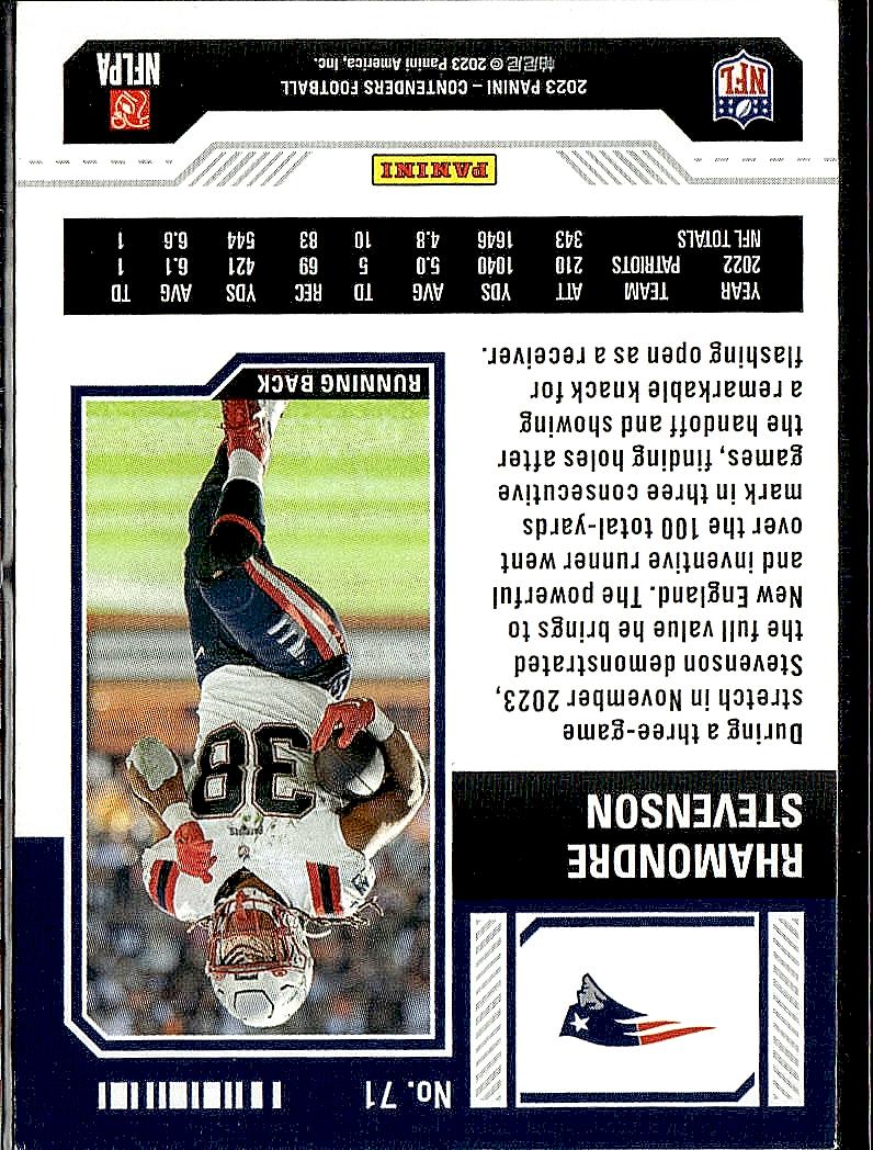 2023 Panini Contenders #71 Rhamondre Stevenson