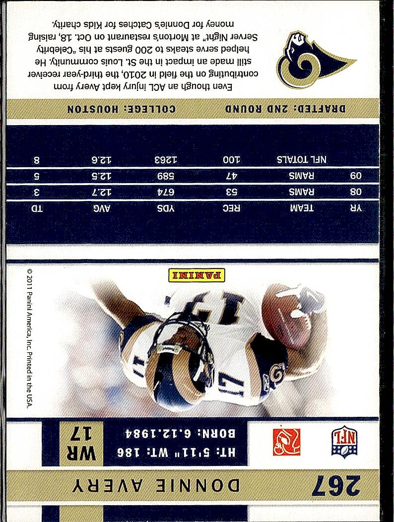 2011 Score #267 Donnie Avery