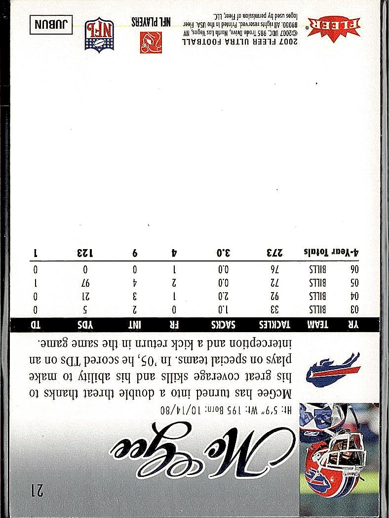 2007 Ultra #21 Terrence McGee Retail
