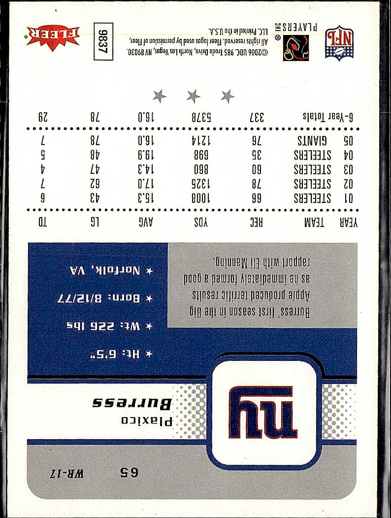 2006 Fleer #65 Plaxico Burress