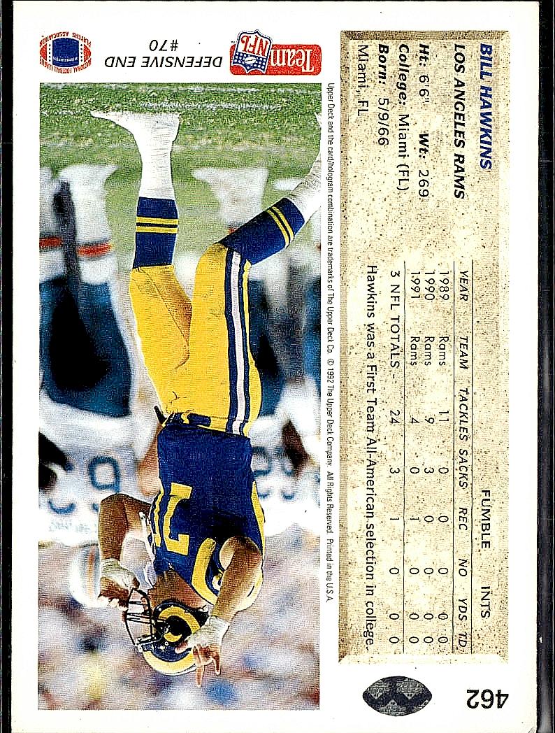1992 Upper Deck #462 Bill Hawkins