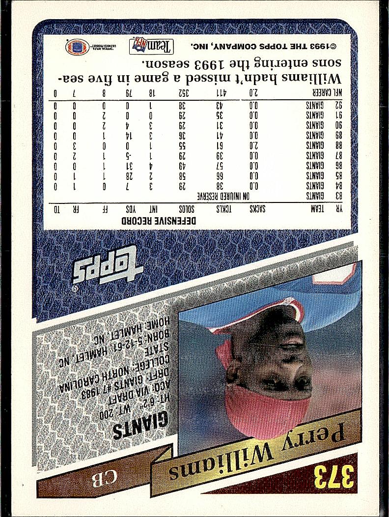 1993 Topps #373 Perry Williams