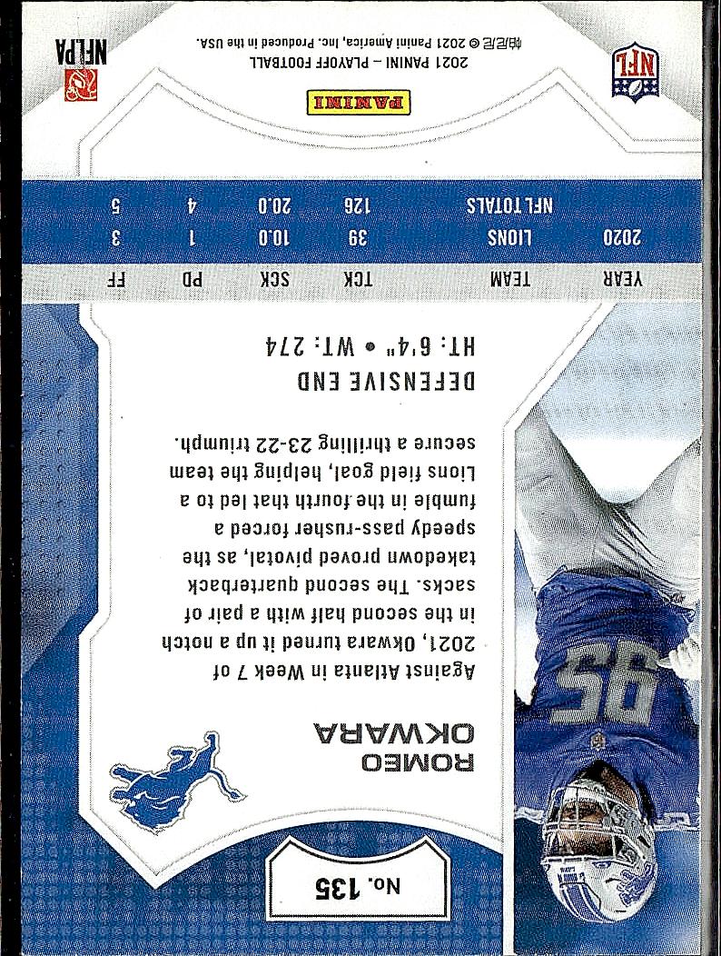2021 Panini Playoff #135 Romeo Okwara